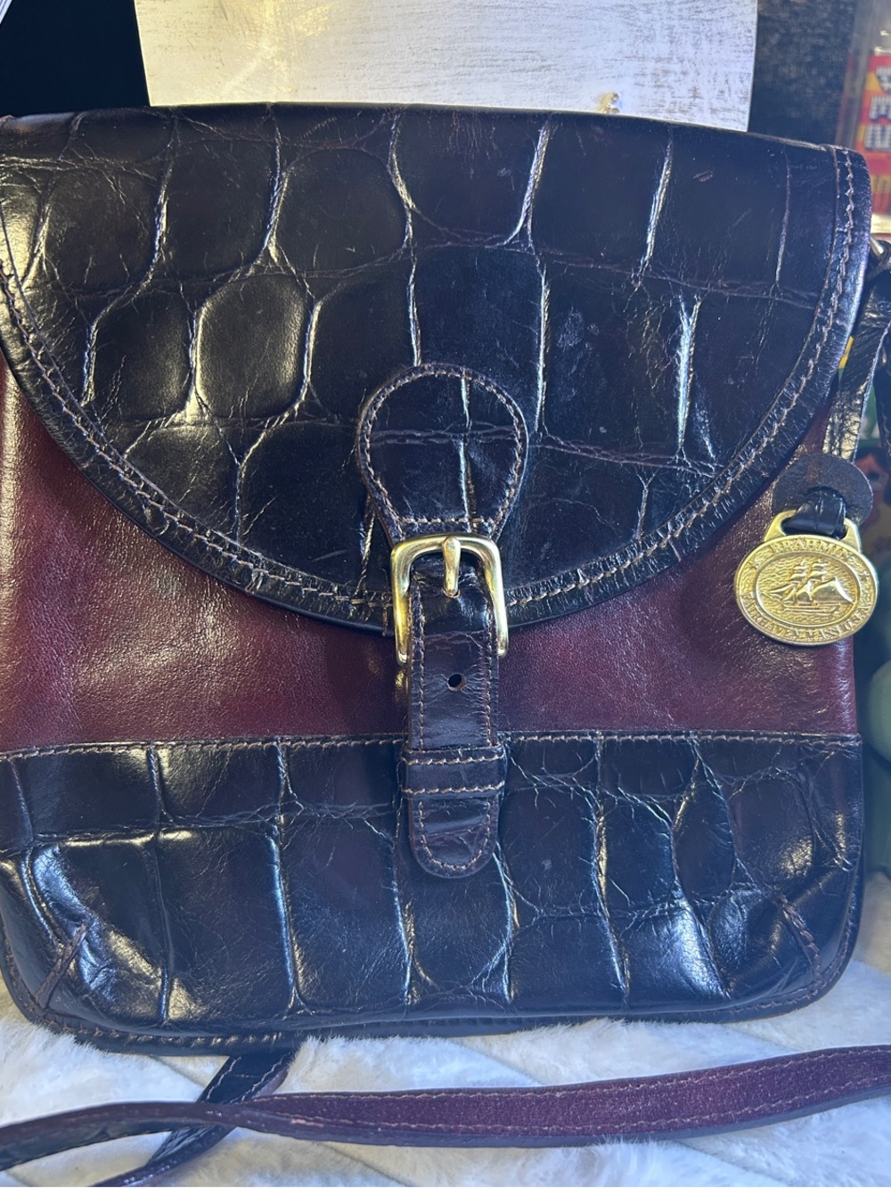 Brahmin Vintage Tuscan Flap Buckle Convertible Crossbody